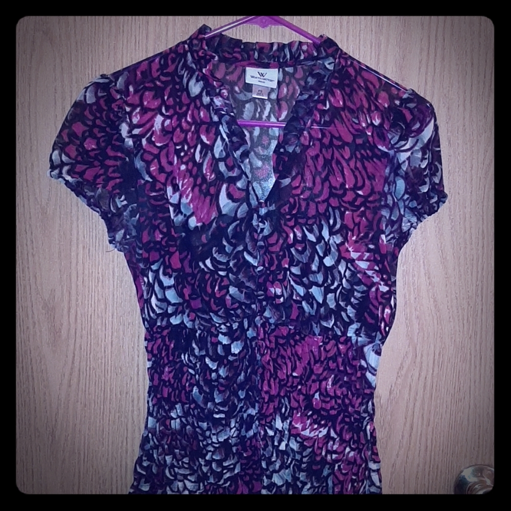 Fuscia & Black Sheer blouse